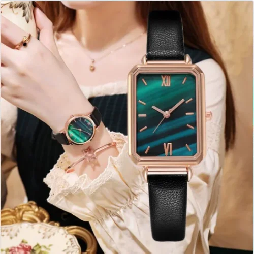 Douyin Kuaishou прямая трансляция популярные маленькие зеленые часы легкие роскошные женские часы студенческие повседневные модные тенденции простые кварцевые часы