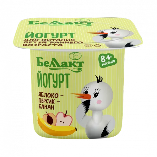 Yogurt for children "Bellact" with filling "Apple-peach-banana" 3.0% in a glass of 100 g