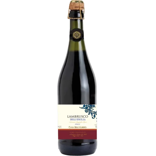 Sparkling pearl wine with protected geographical indication of Kaz Bel` Albero Lambrisco Del Emilia IGT 2018 semi-sweet red 8% 0.75