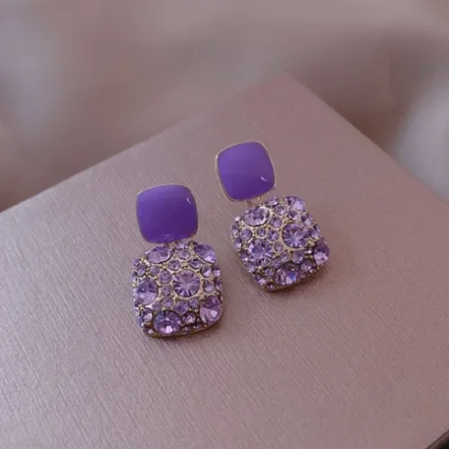 2023 new universal high quality purple earrings 925 silver needle earrings korean pure red temperament earrings