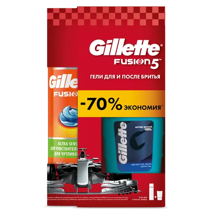 Set of gels for and after shaving Gillette 200 ml. and 75 ml.