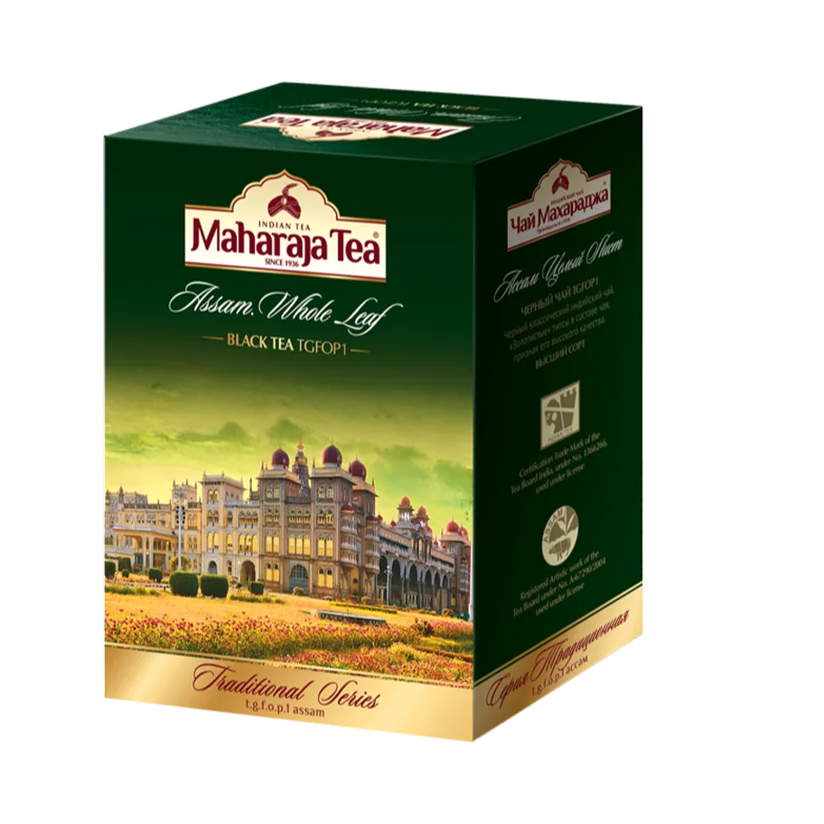"Maharaja tea" Indian black baichy whole leaf 100 gr. v/s "