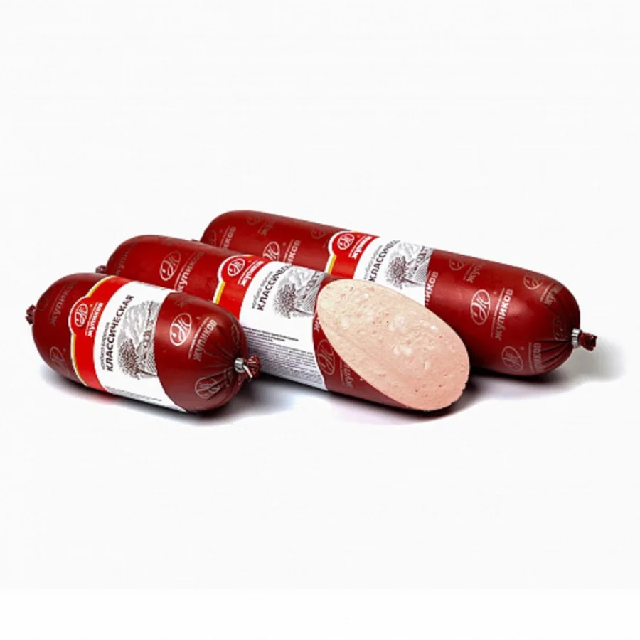 Classic sausage. Real meat products harnesses