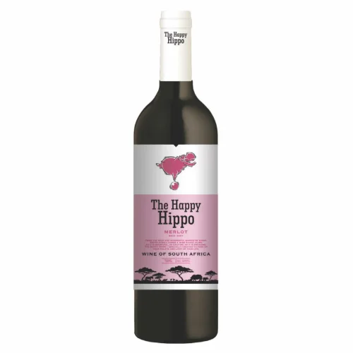 Вино защищенного наименования места происхождения региона Вестерн Кейп красное Хэппи Хиппо Мерло ("The Happy Hippo" Merlot) сухое, сод. спирта 12,5%об., в с/бут. емк. 0,75л.