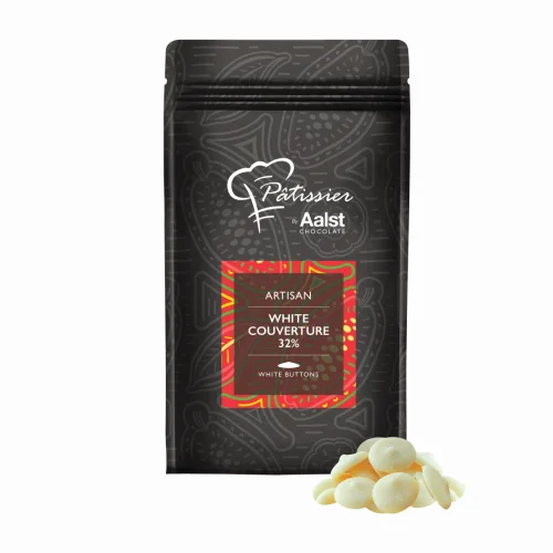 Chocolate confectionery white couverture in discs 32%, 2.5kg. PATISSIER