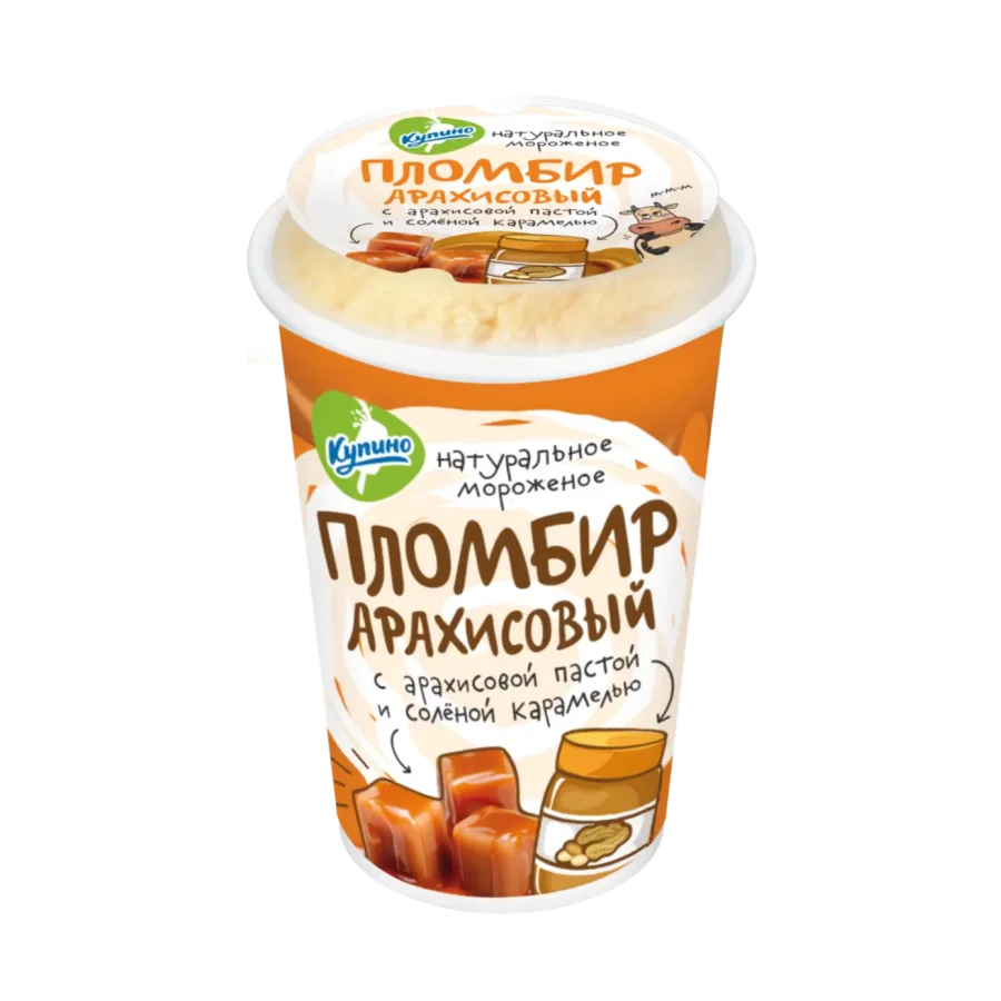 Мороженое пломбир арахисовый с соленой карамелью Стакан бум "Пломбир арахисовый" 16,6 %