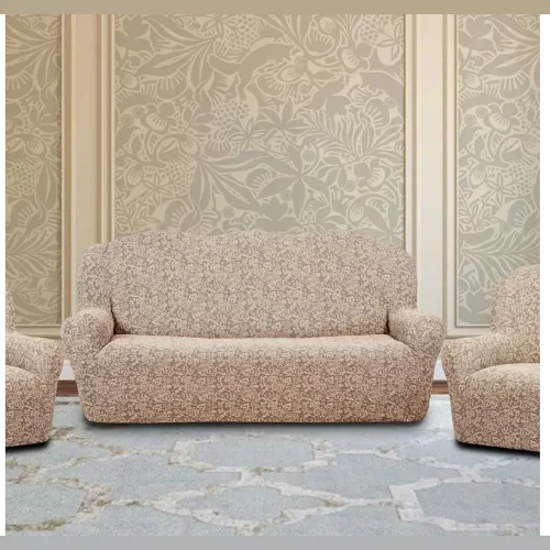 Case on the sofa and 2 armchairs without Ruffle Jacquard Flowers Cream