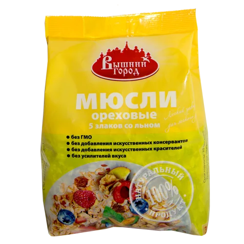 Muesli "Vyshniy City" Walnut 5-cereals with flax 350 gr (CV. Plenka)