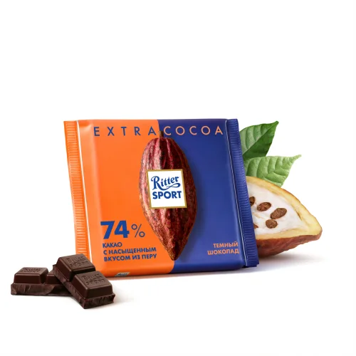 Шоколад Ritter Sport тёмный 74% какао с насыщенным вкусом из Перу