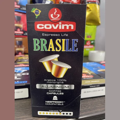 Coffee capsules COVIM NESPRESSO ALU MONORIGINE BRASILE, 50% Arabica, 50% Robusta, pack of 10 capsules
