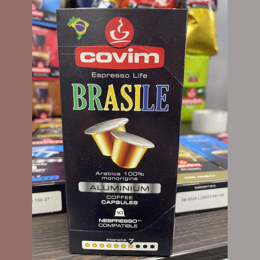 Coffee capsules COVIM NESPRESSO ALU MONORIGINE BRASILE, 50% Arabica, 50% Robusta, pack of 10 capsules