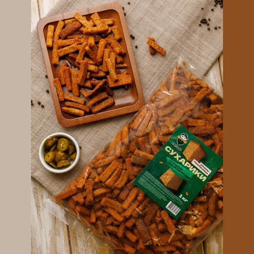 Rye-wheat crackers with Jalapeno pepper flavor 1 kg / Jalapeno pepper crackers 1000 gr / Croutons / Snacks for soup