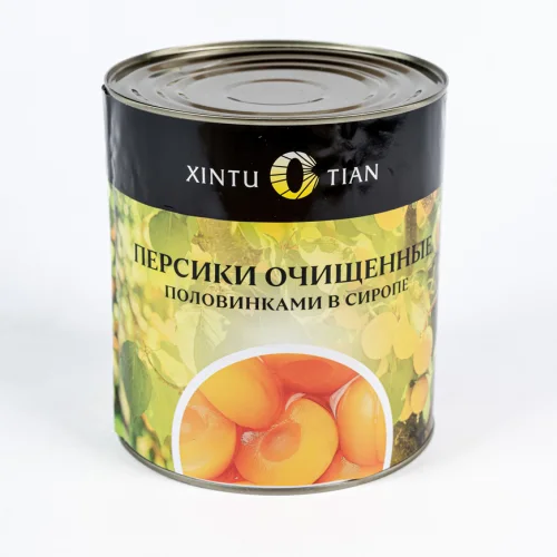 Peaches halves in syrup 3000g/1800g, (6x3.0kg) 18kg/box, XINTUOTIAN, China