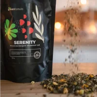 Serenity tea for relaxation of the nervous system (green soothing tea of ​​the highest grade, with pieces of pineapple and strawberries, herbal), Doy-Pak, 100 grams