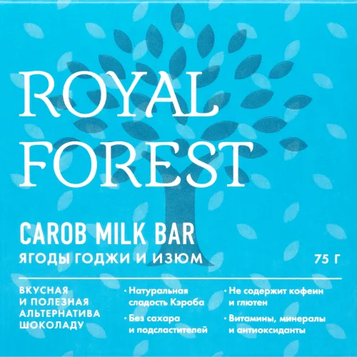 Royal Forest Carob Milk Bar (Goji and Raisin Berries) 75 g