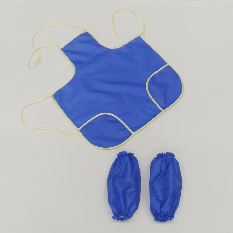 Children's apron with armbands r-r 110-134, blue color