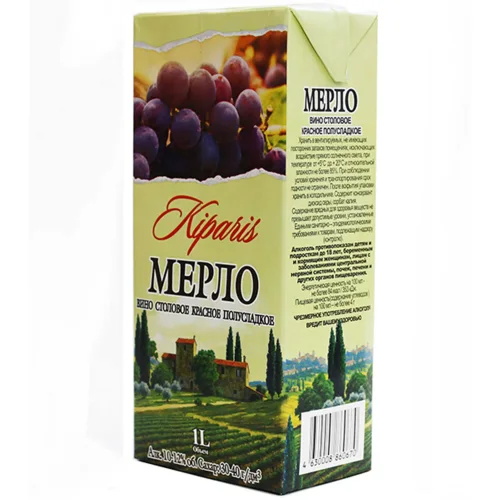 Вино столовое полусладкое красное "Мерло" серия Кипарис 12% 1,0