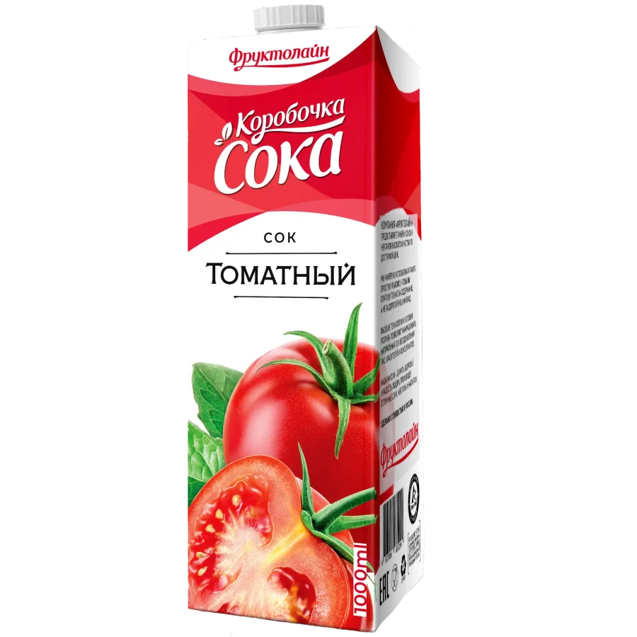  Сок 100% томатный, ТМ "Коробочка сока" 0,95 л