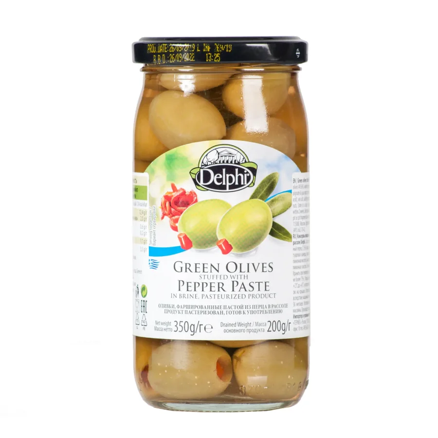 DELPHI green olives stuffed with pepper paste in brine