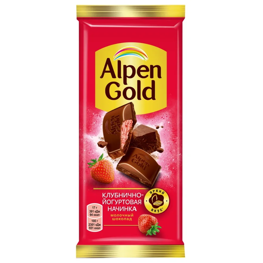 Шоколад Молочный Клубника/Йогурт Alpen Gold, 85г
