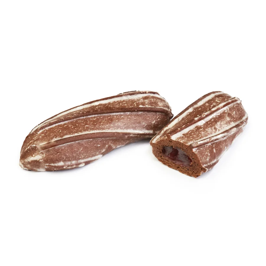 Пряники заварные шоколадные с начинкой глазированные  "С вишней"
