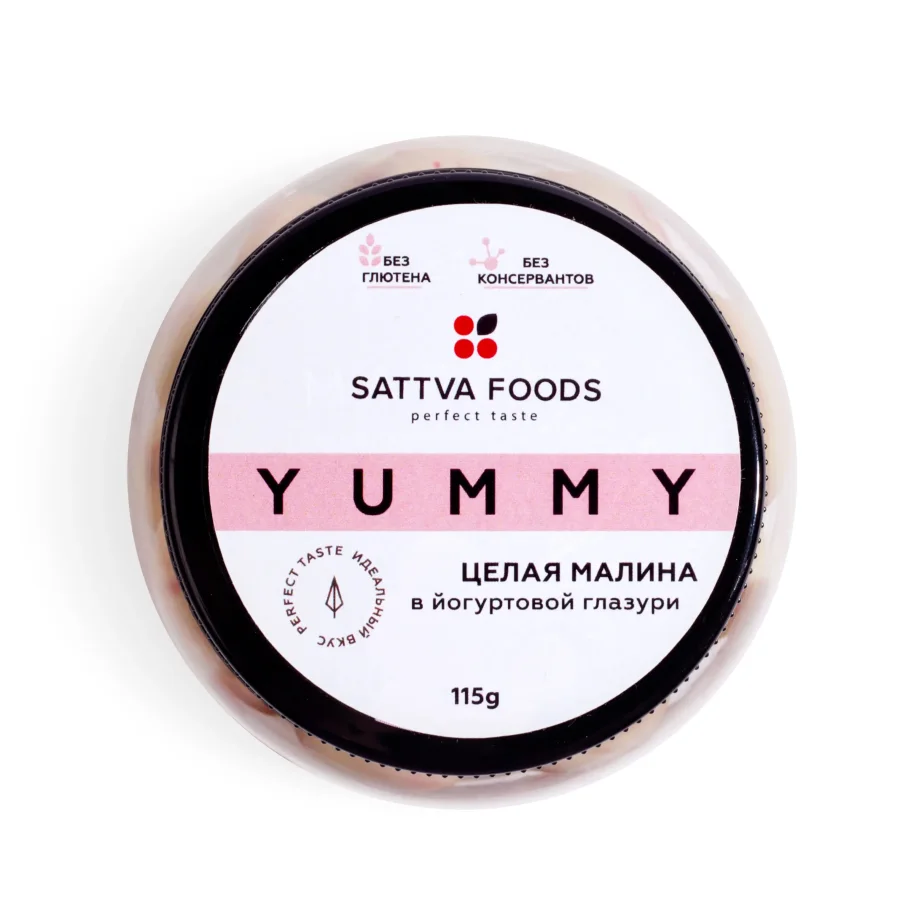 Целая сублимированная малина в йогуртовой глазури Sattva Foods