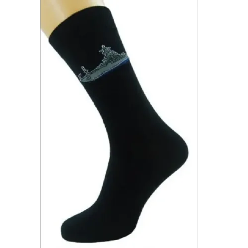 Men''s socks 11-012 «Ship» Cotton black with a drawing