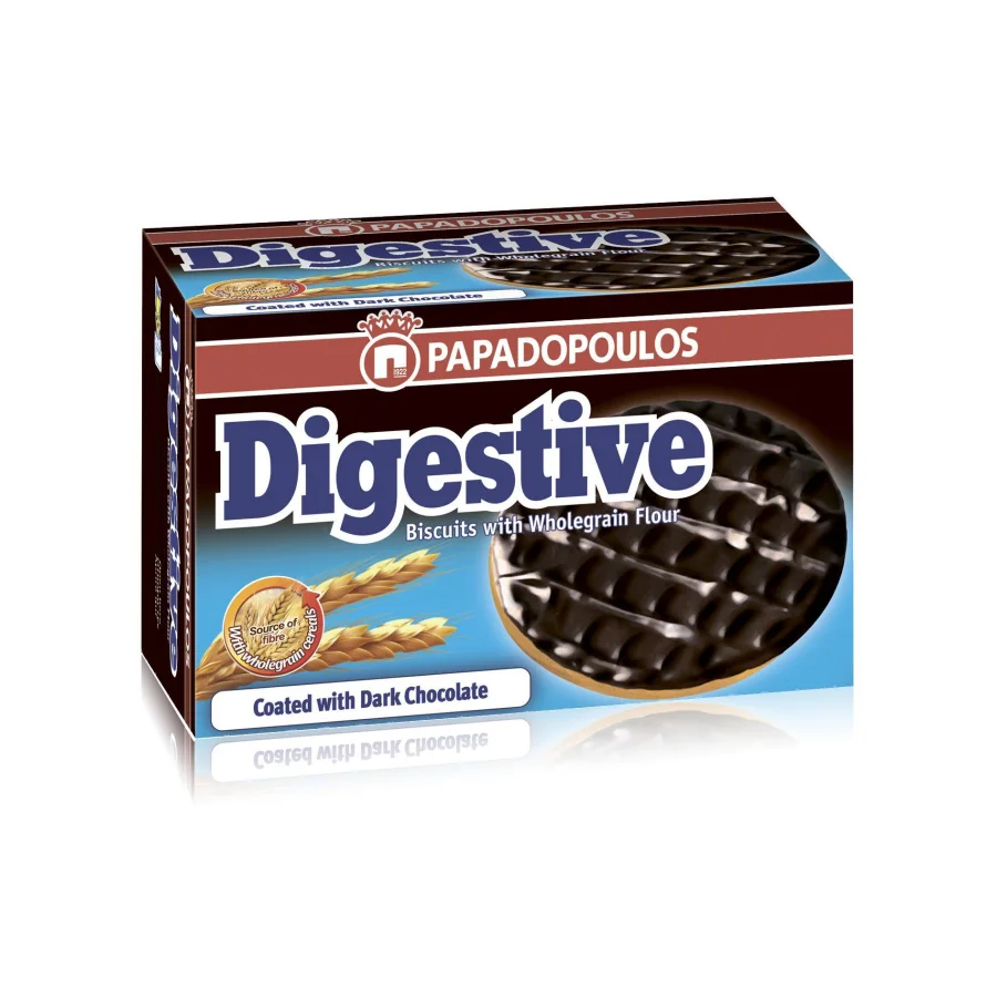 Cookies with whole grain flour and dark chocolate Digestive, PAPADOPOULOS