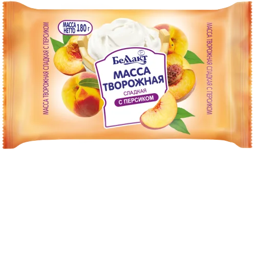 Sweet curd mass "Bellact" with peach 23% film (double pack) 180 g