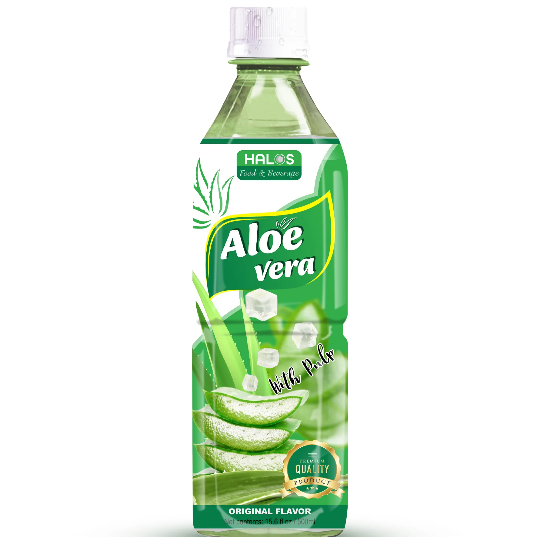 Halos/Оригинальный напиток из Алоэ Вера со вкусом ананаса в бутылке объемом 500 мл