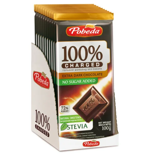 Шоколад горький Победа вкуса Чаржед 72% какао без добавления сахара, 100 г
