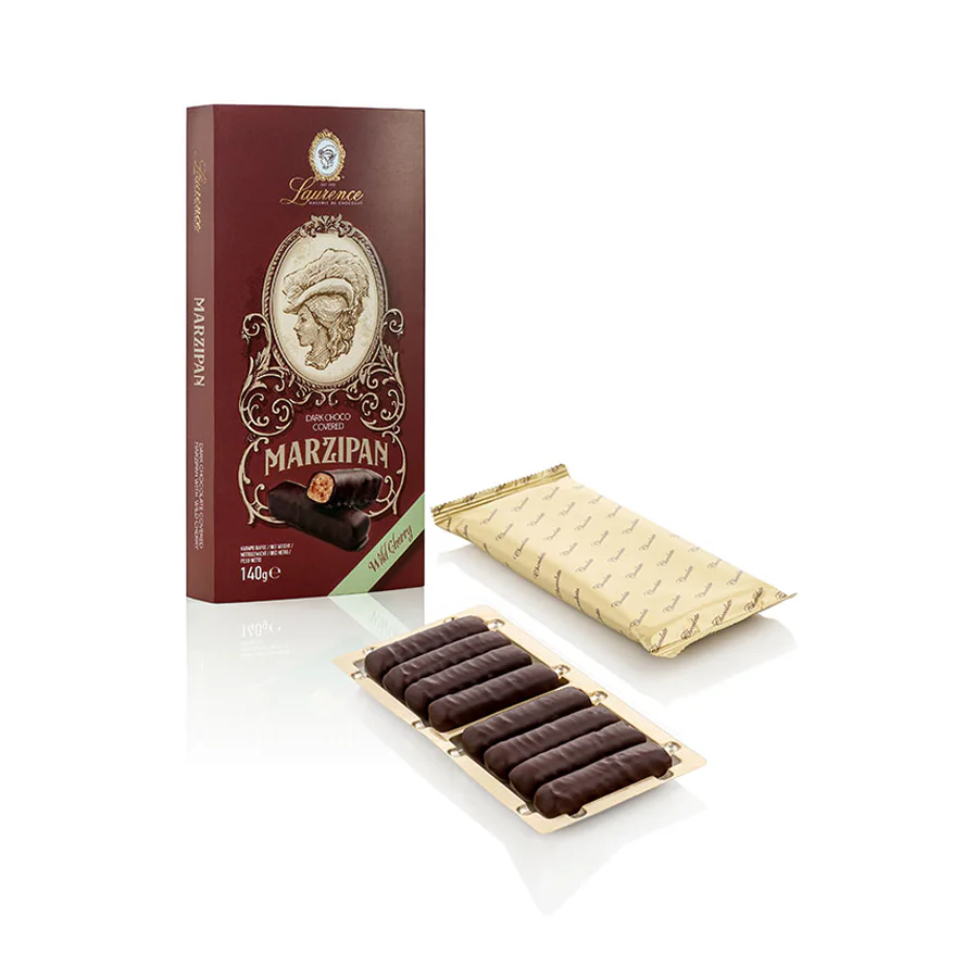 Dark chocolate, marzipan, wild cherry 140 g 