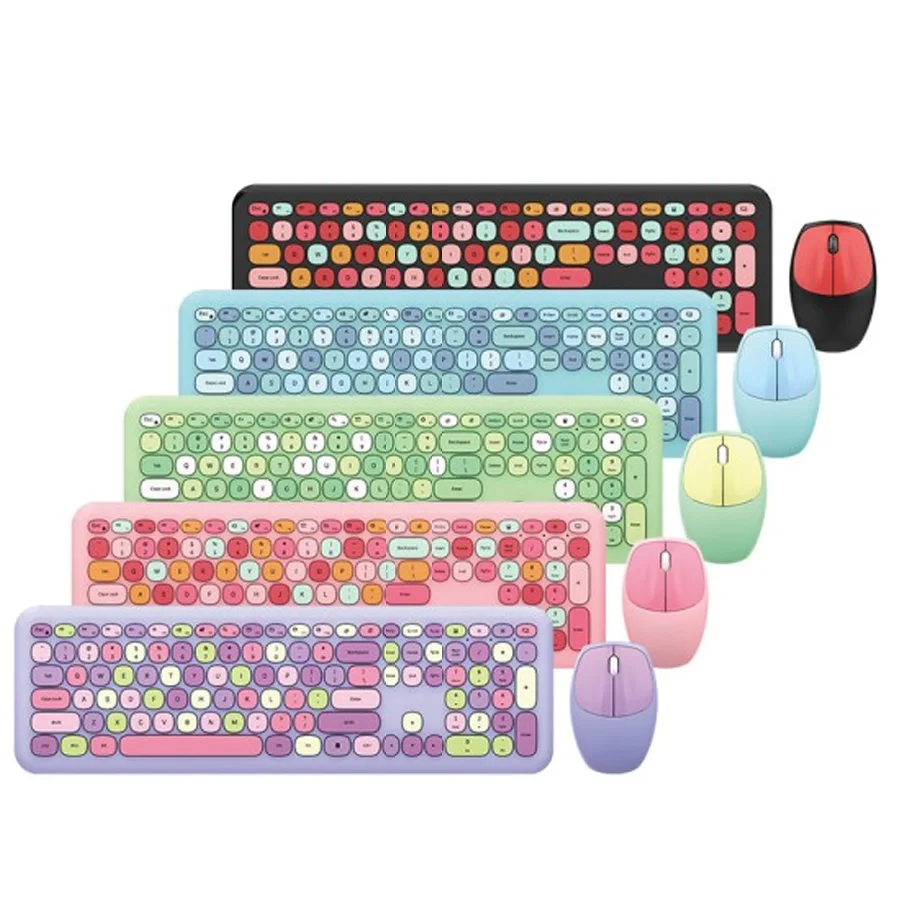 MOFii ferris hand 666 wireless keyboard and mouse, set for girls, cute chocolate keyboard unlimited color
