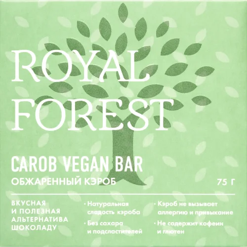 Royal Forest Carob Vegan Bar Roasted Calob 75 gr