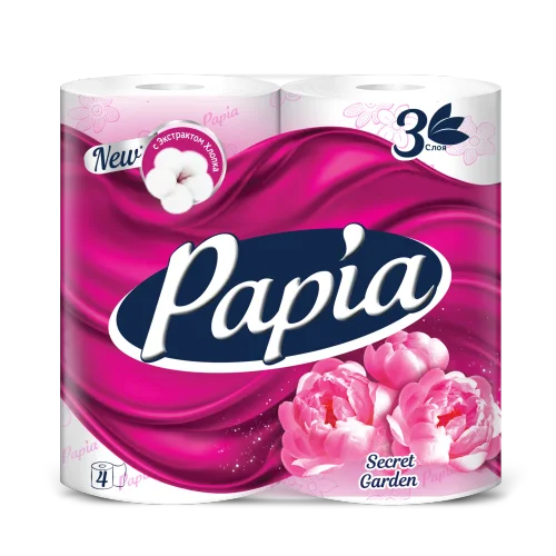 PAPIA Toilet Paper Mysterious Garden 3 layers 4 Rolls