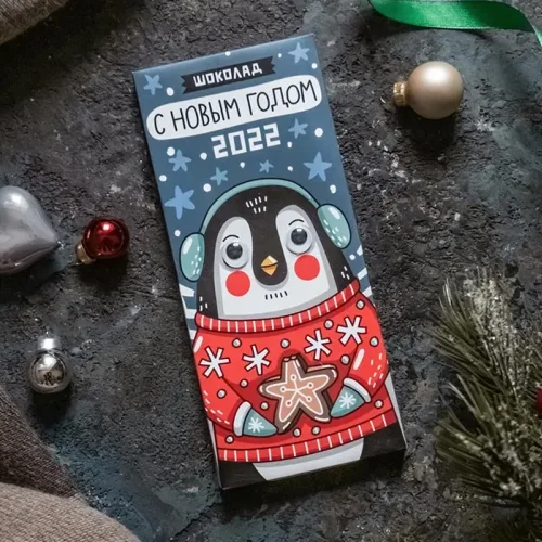 Шоколадная плитка Новый год, Пингвин