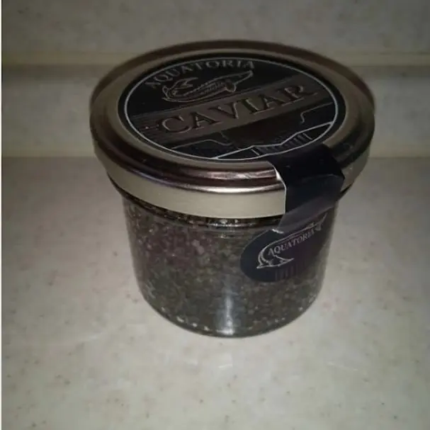 The caviar is grainy black
