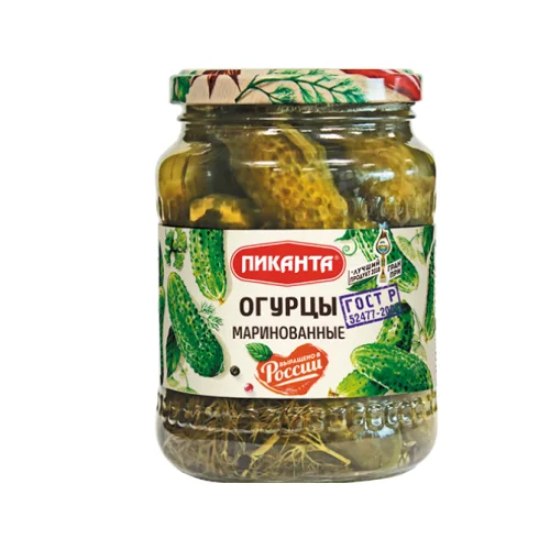 Pickled cucumbers GOST 680 gr. "Piquant" 6 pcs