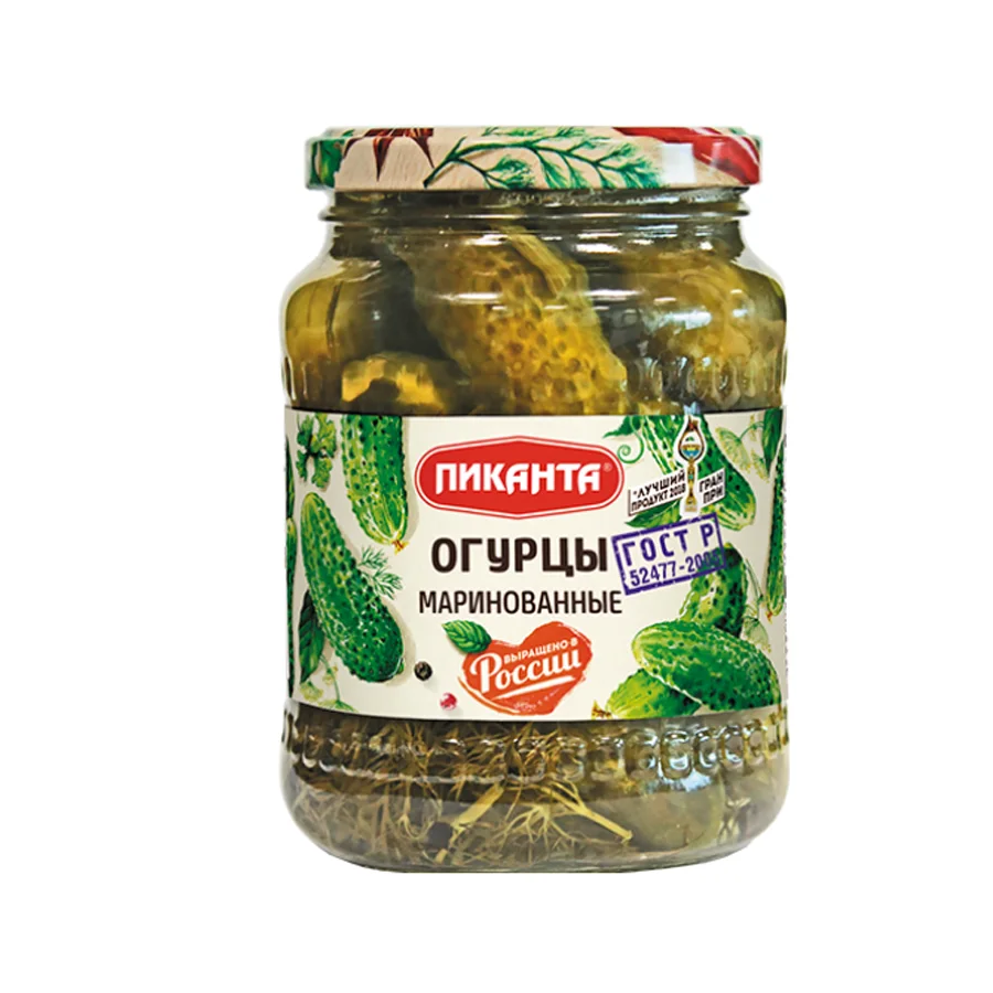 Pickled cucumbers GOST 680 gr. "Piquant" 6 pcs