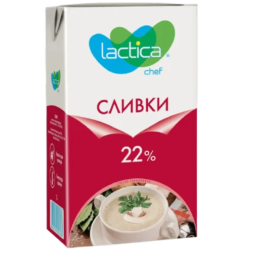 Ultra-pasteurized cream 22% 1L Lactica TBA