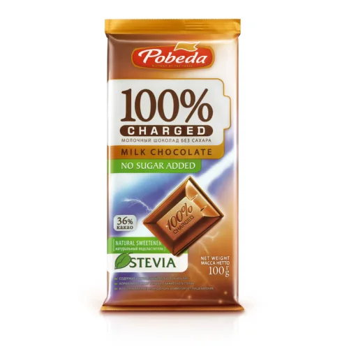 Milk chocolate without sugar, 36% "Charged"