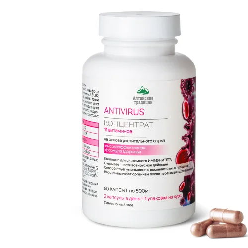 Antivirus concentrate complex strengthening of immunity plus 11 vitamins, 60 capsules of 500 mg