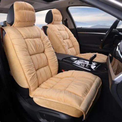 Winter new short plush car cushion, fully surrounded by three-piece car cushion, non-slip non-slip strapping, universal seat cover for four seasons