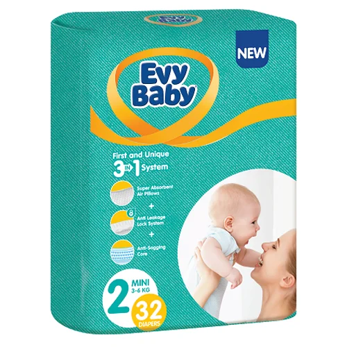 Baby diapers made in Turkey Evy Baby size 2 (in a pack of 32 diapers)