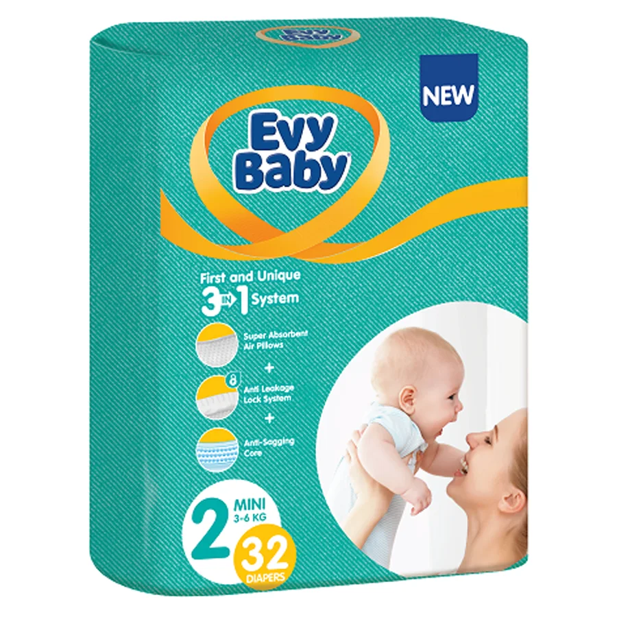 Подгузники Детские производство Турция Evy Baby размер 2 (в пачке 32 подгузника)