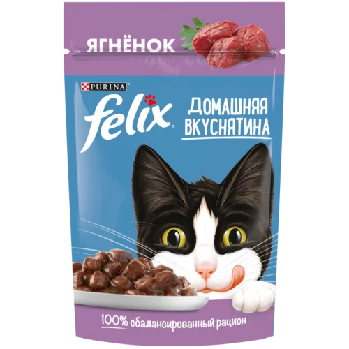 Корм для кошек FELIX Домашняя вкуснятина Ягненок, 75г пауч
