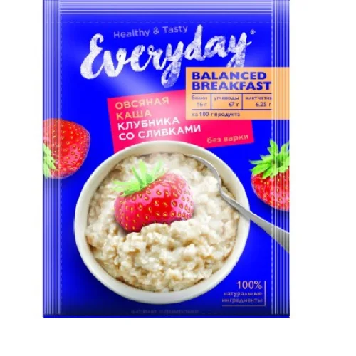Oatmeal Porridge Balanced Breakfast Strawberries with cream