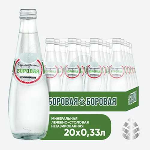BOROVAYA water (BOROVAYA)therapeutic and canteen mineral drinking natural sulfate-calcium non-carbonated, glass 0.33 l x 20 pcs