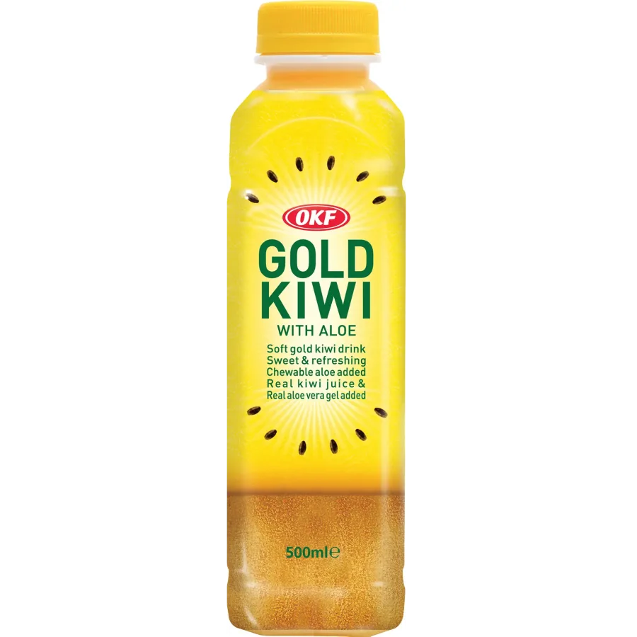A beverage of gold kiwi with add. Aloe Vera OFK
