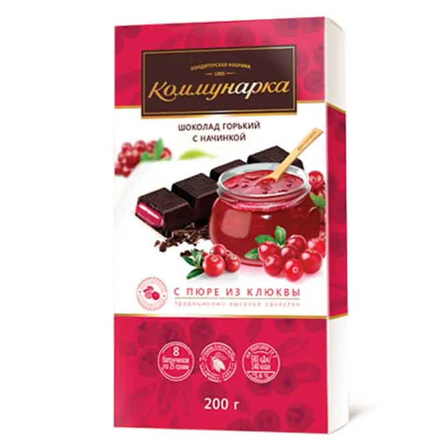 Bitter Chocolate With cranberry puree Kommunarka 8pcs*25g